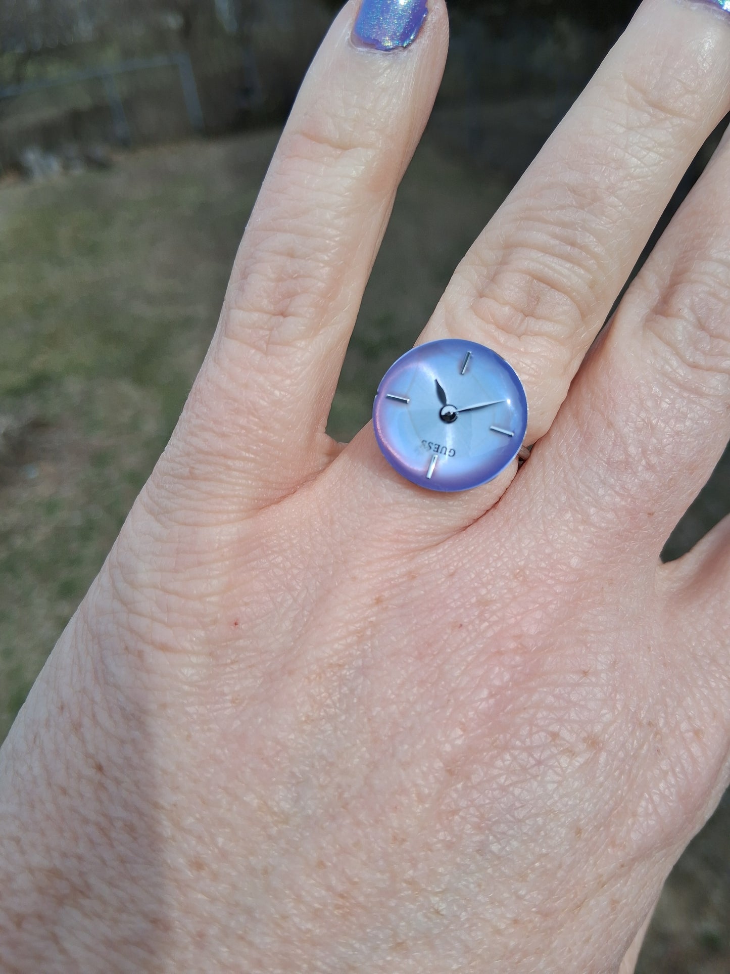 Blue Ombré Upcycled Watch Face Ring
