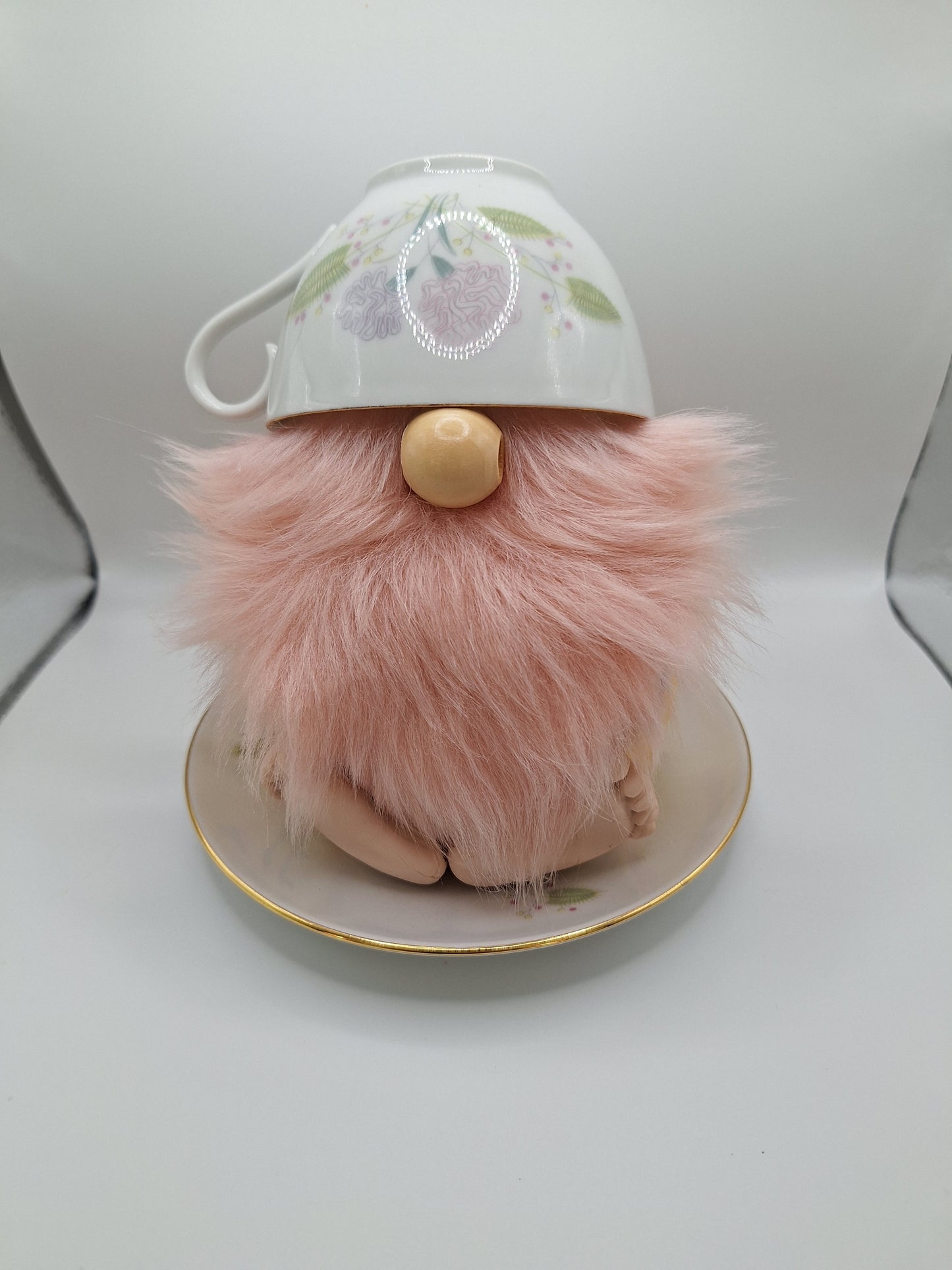 Teacup Gnome with a Pink Beard