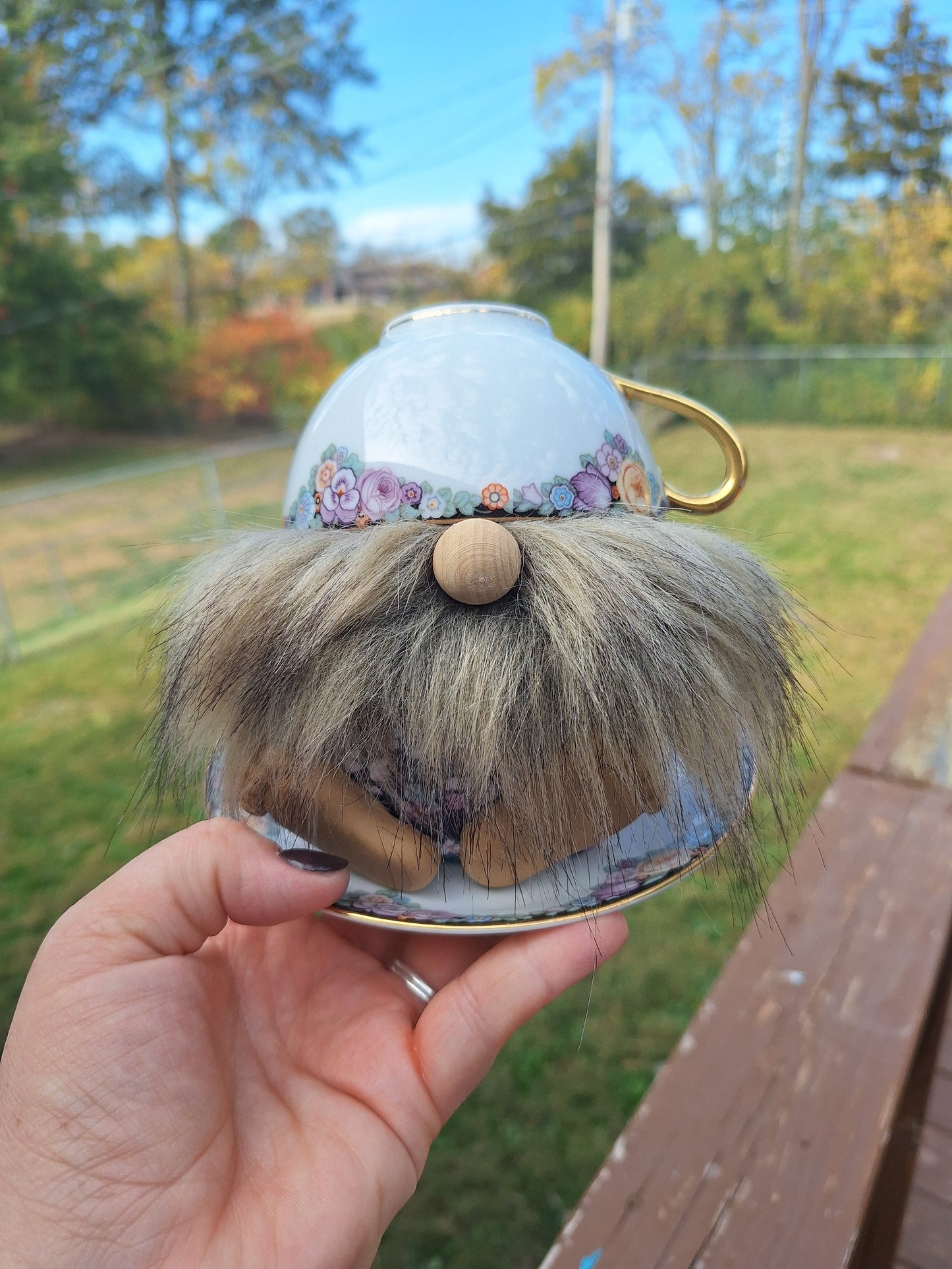 Teacup Gnome with a Brown Beard