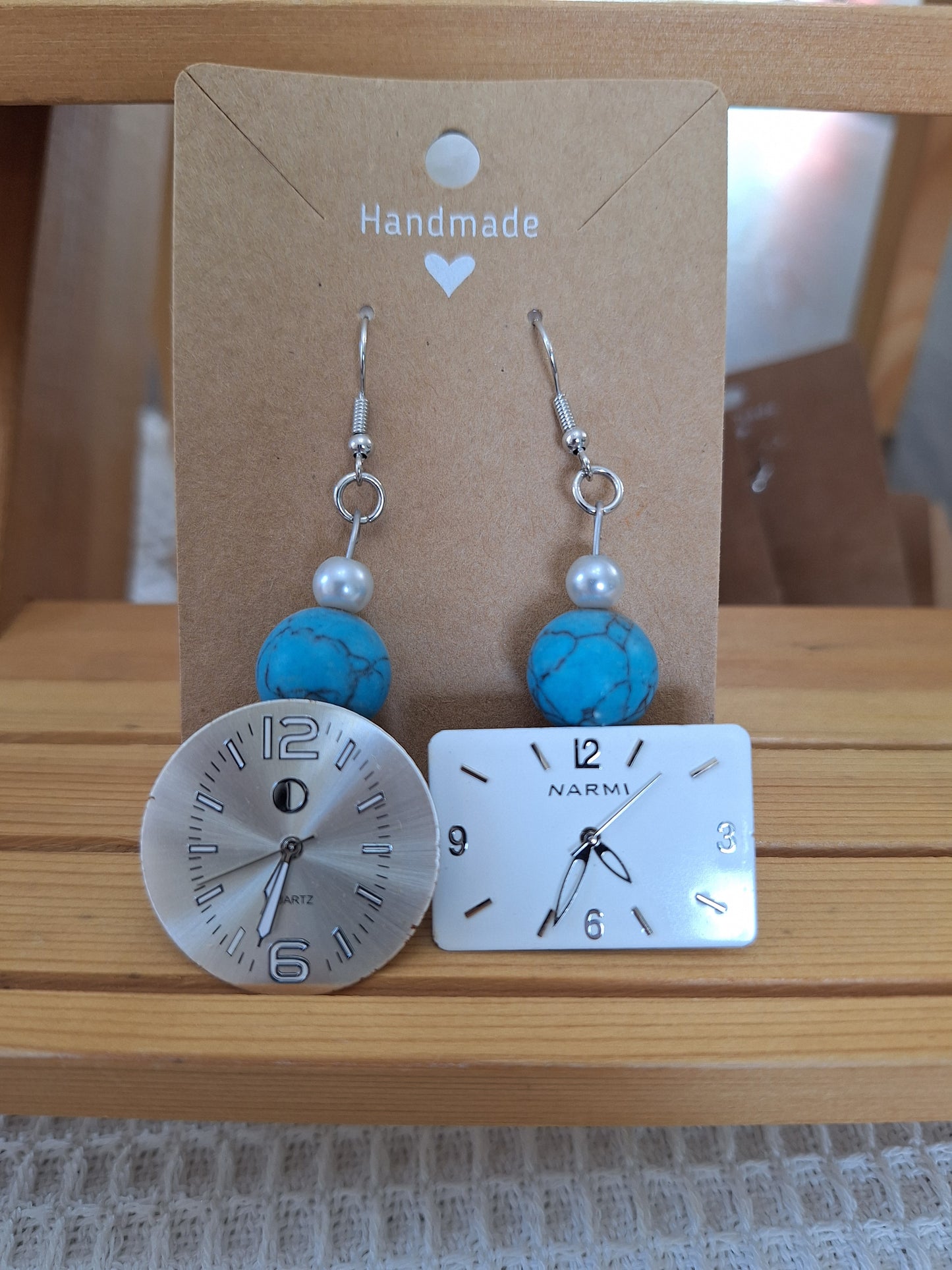 Watch Face Earrings - White and Silver, Rectangle and Circular Watches