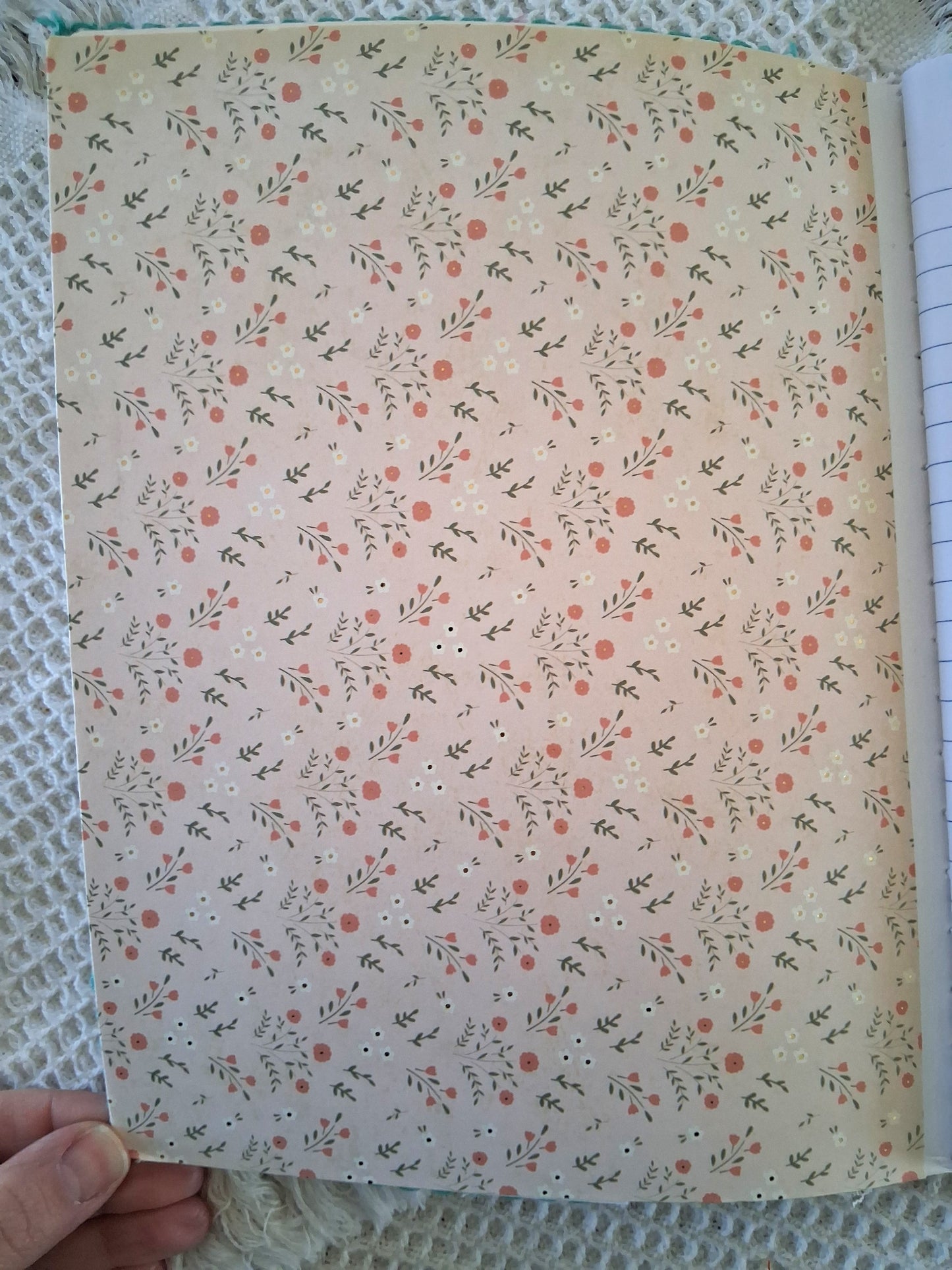 Spring Botanical Journal - Handcrafted Teal & Pink Notebook