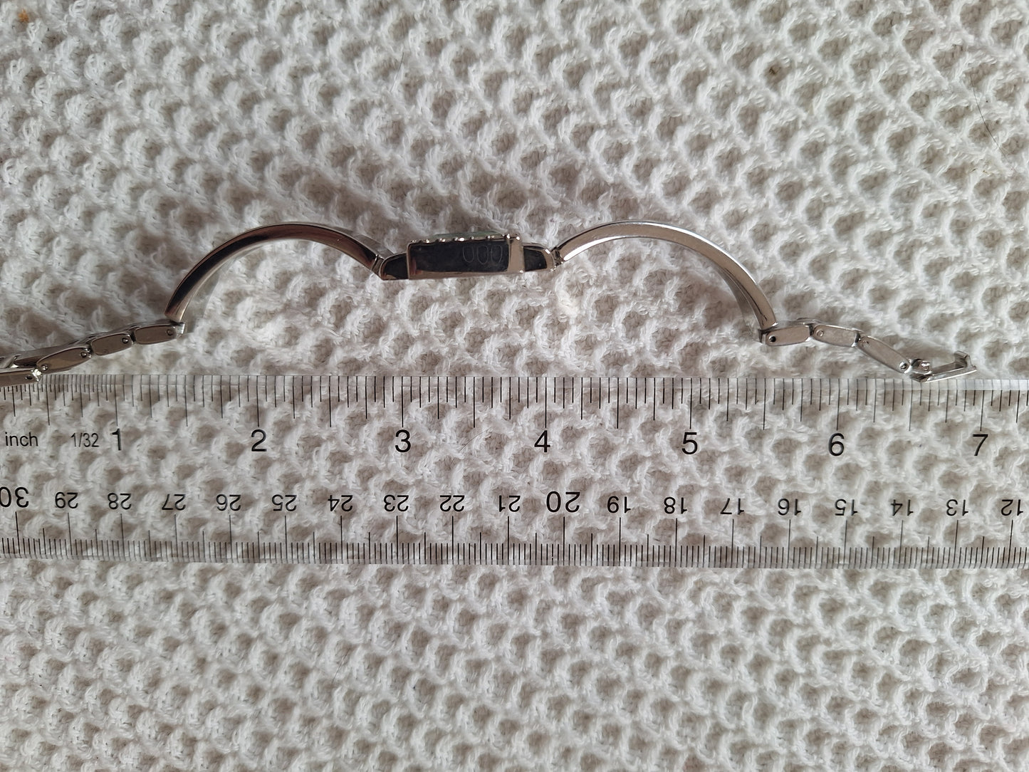 Upcycled Watch Pressed Green Flower Rhinestone Cuff Bracelet