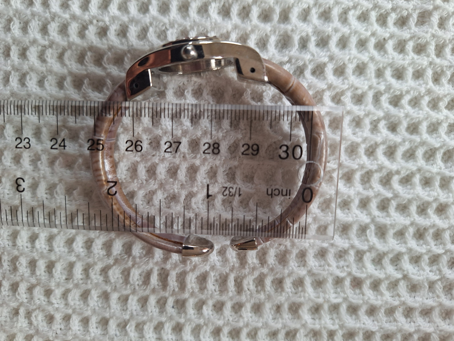 Upcycled Watch Pressed Pink Flower Rhinestone Cuff Bracelet