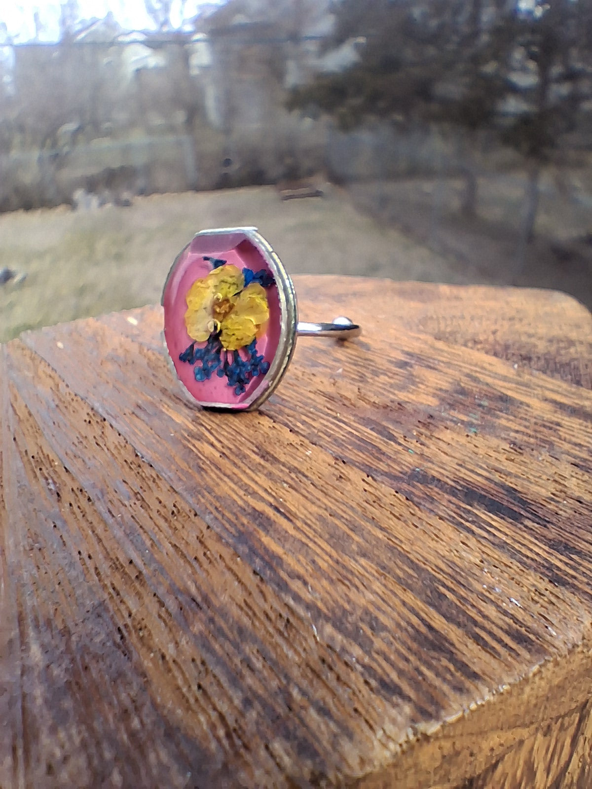 Sunset Bloom Upcycled Watch Part Ring