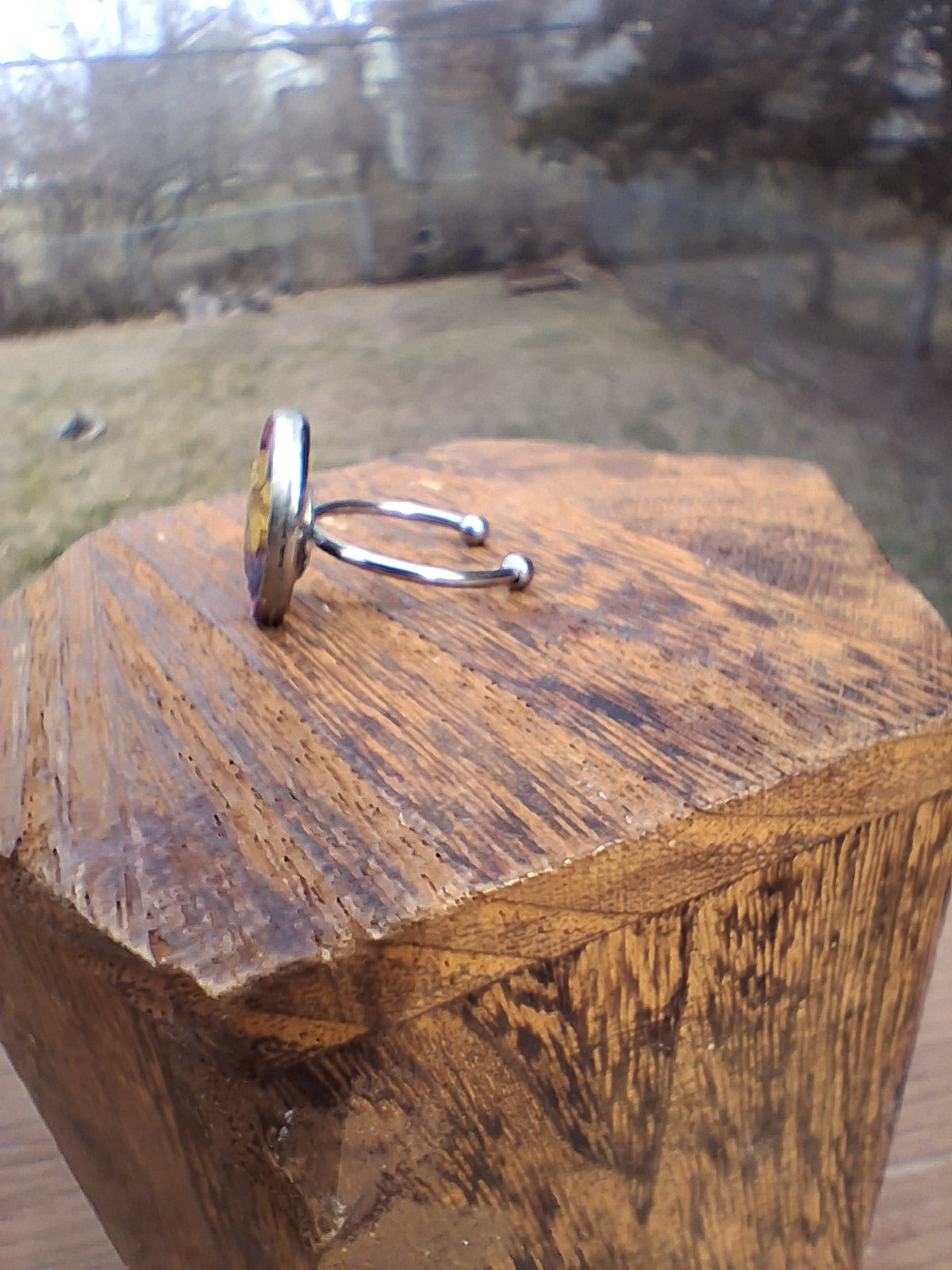 Sunset Bloom Upcycled Watch Part Ring