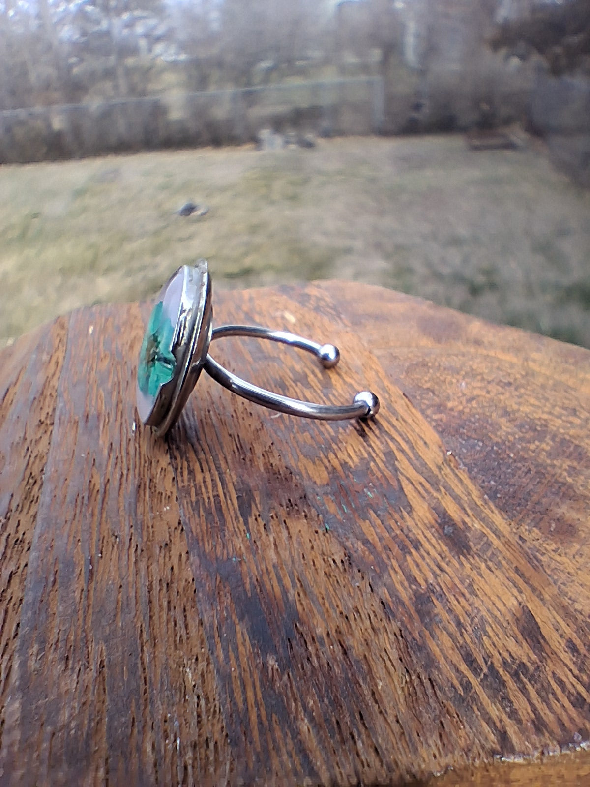 Upcycled Turquoise and Lavender Dream Watch Back Ring